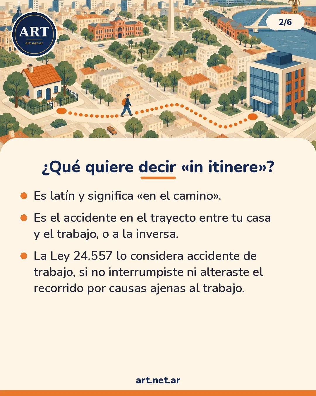 Qué quiere decir in itinere: significa en el camino; es el accidente en el trayecto entre tu casa y el trabajo o a la inversa, y la Ley 24.557 lo considera accidente de trabajo si no se interrumpió ni alteró el recorrido por causas ajenas al trabajo
